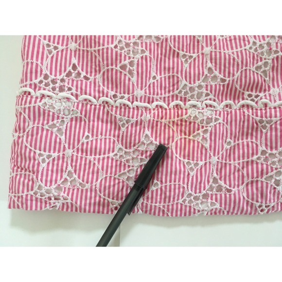 Lilly Pulitzer Shift Pink Striped Eyelet Floral Sleeveless Dress 10 Barbiecore - Picture 13 of 13